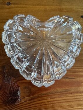 Ribbed Heart Glass Trinket Bowl